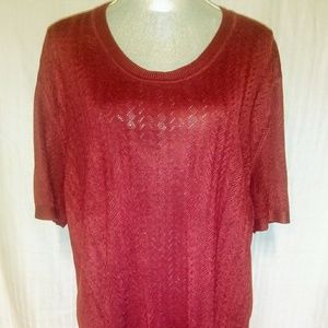 White Stag Burgundy Short Sleeve Sweater EUC